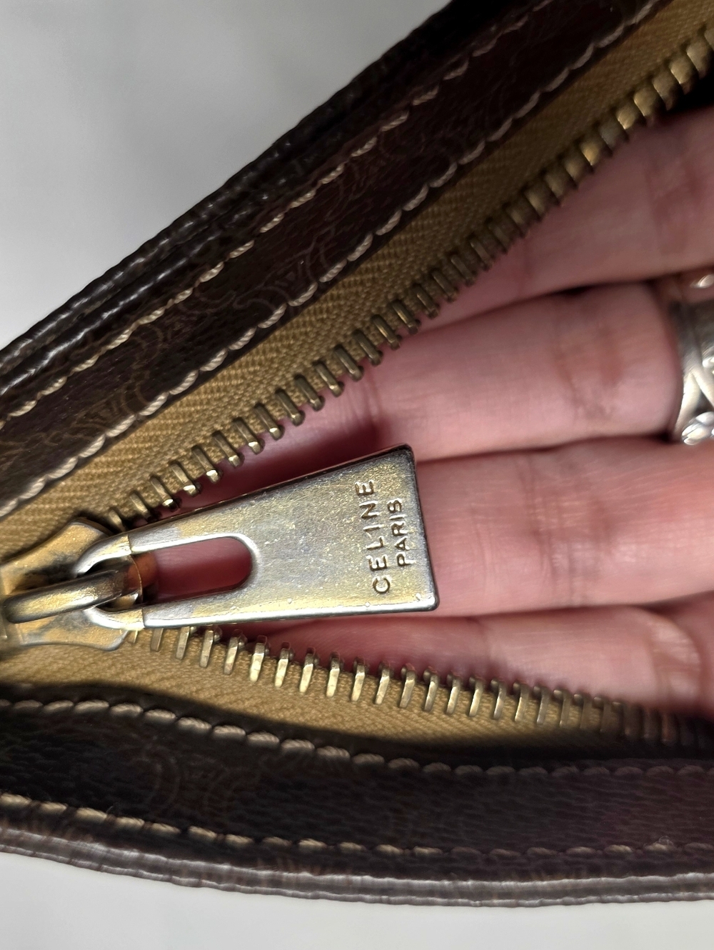 CELINE Macadam Brown Tote Shoulder Bag - Picture 8 of 12